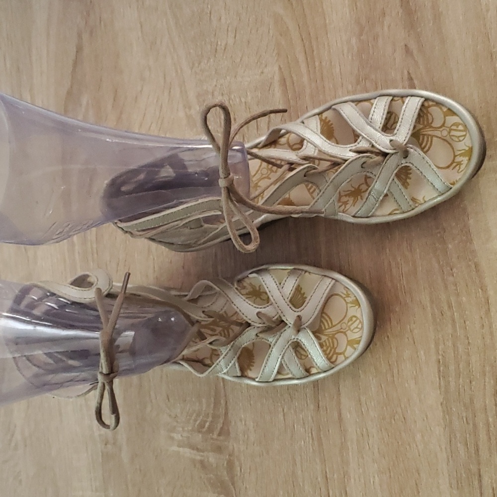 FLY London Yucon wedge strappy heel.